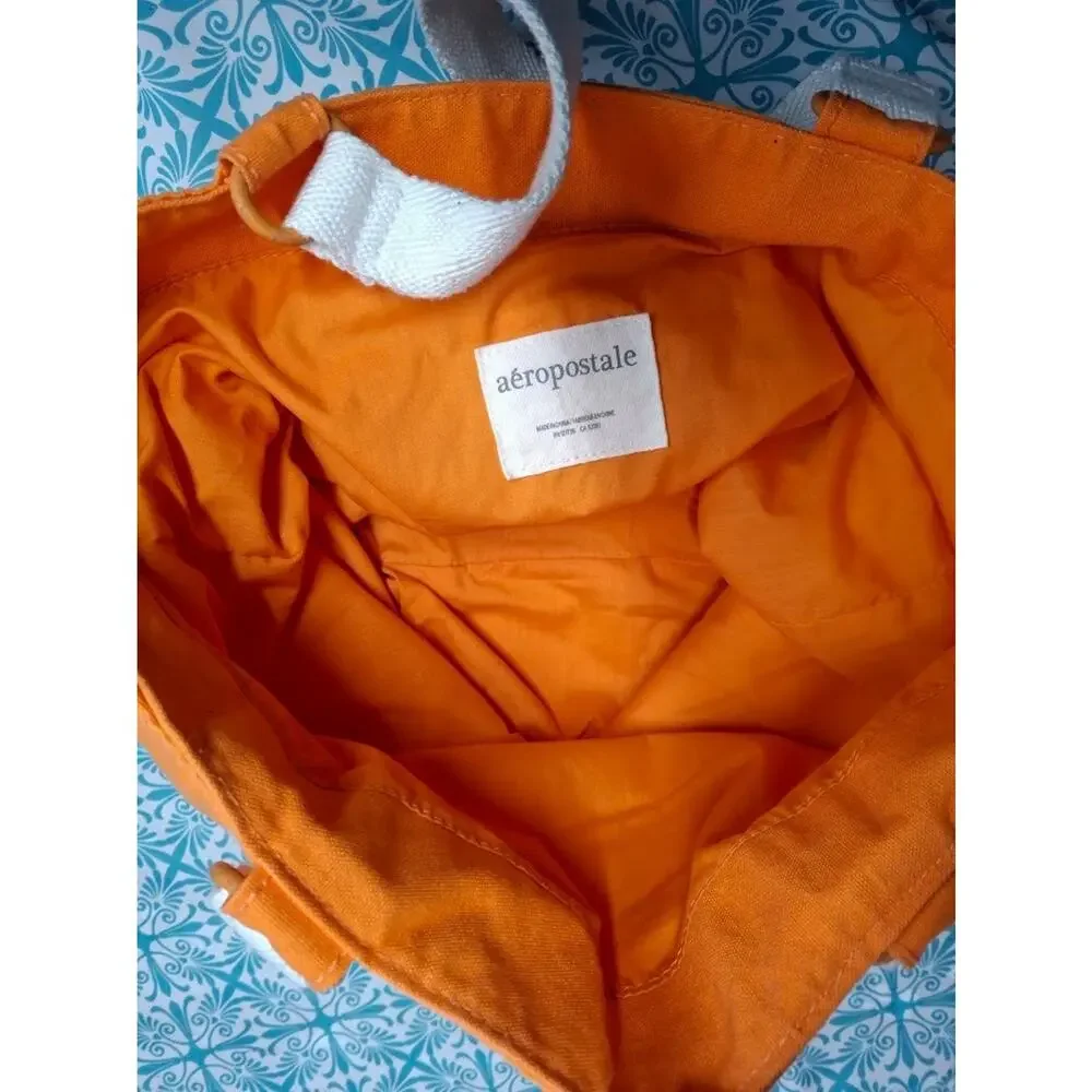 Aeropostale Orange Canvas Tote Bag 87 Embroidered Logo Y2K Retro Aero